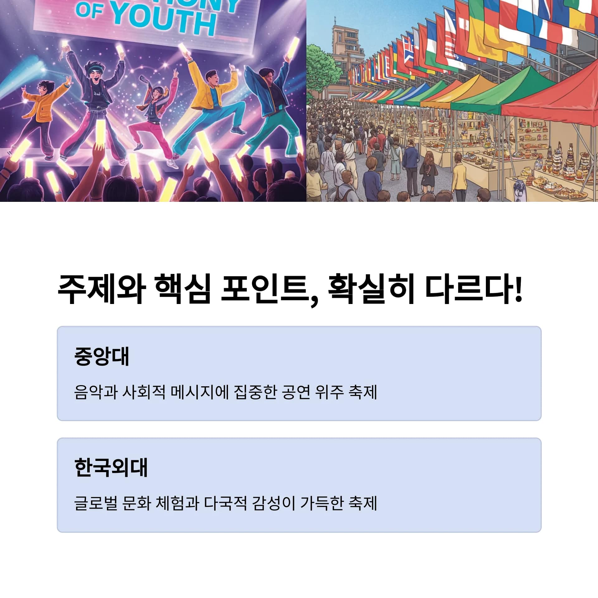 2025년 중앙대 청룡제 vs 외대 백야제, 매력 비교와 축제 즐기는 꿀팁! | 카인코리아